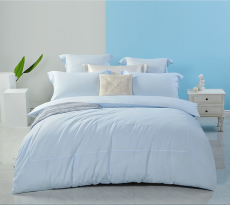 Couverture de couette en lin Tencel Queen Couverture de couette bleue confortable