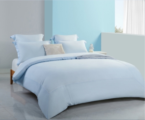 Couverture de couette en lin Tencel Queen Couverture de couette bleue confortable