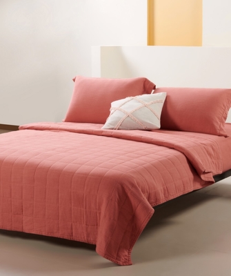 OEM Rayon Linen Quilt Set Solid Sustainable Brûlé Orange Quilt Série