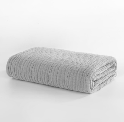 Couverture en mousseline à couches gris clair OEM Couvertures en mousseline en coton pour adultes