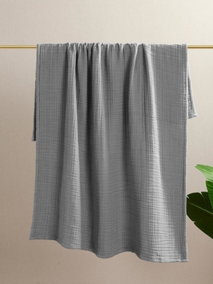 Couverture en mousseline à couches gris clair OEM Couvertures en mousseline en coton pour adultes