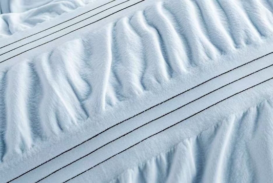 Ensemble de housse de couette en coton seersucker et polyester recyclé durable, bleu clair, pour lit King