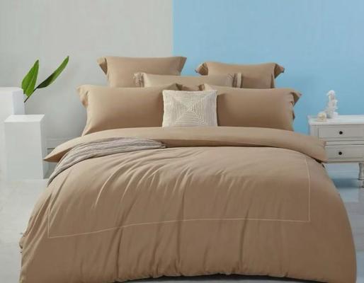 Housse de couette en lin Tencel, format Queen, marron clair, confortable
