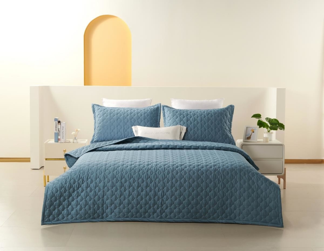 100% de coton bleu Couverture de taille royale